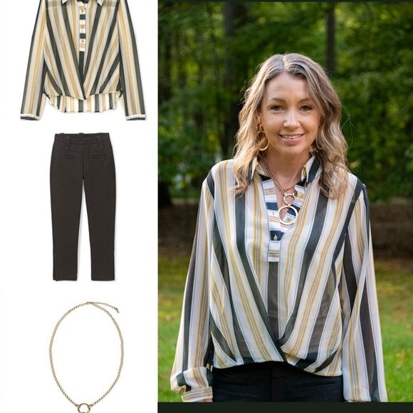 CAbi 4339 Caliber Blouse Stripe Fall 2022 Xsmall EUC - Picture 7 of 7